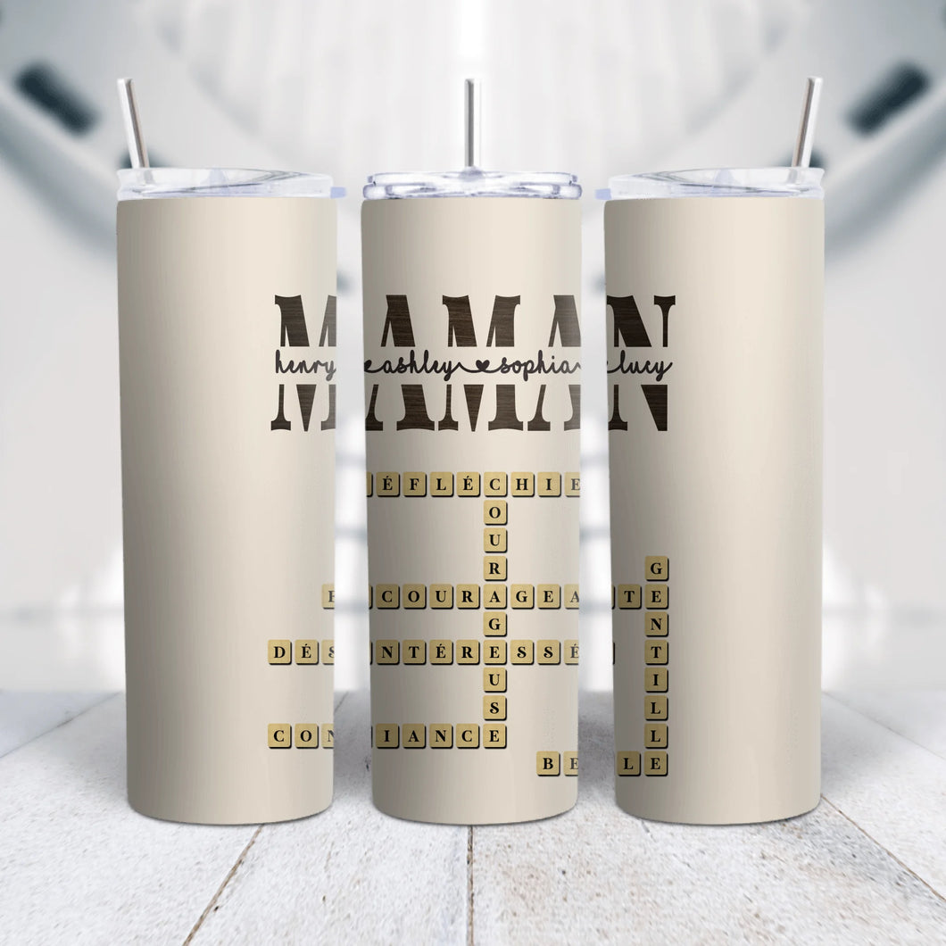 Mots croisé Gobelet personnalisée, cadeau pour Famille, maman, fête des mères, anniversaire, pourquoi nous t'aimons