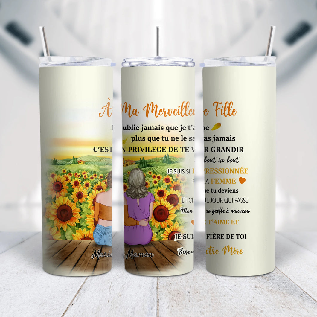 Gobelet personnalisée noms, cadeau pour fille, mère et fille, À ma merveilleuse fille n'oublie jamais que je t'aime
