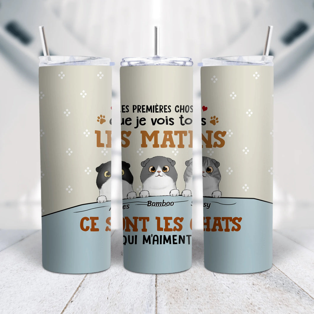 Gobelet chat noms personnalisée, Tumbler cadeau pour maman, papa chat, Ce sont les chats qui m'aiment