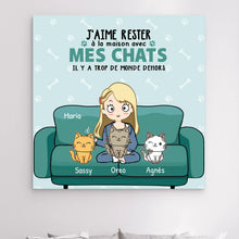 Charger l&#39;image dans la galerie, Gobelet Chat personnalisée noms, Tumbler cadeau pour maman chat, l&#39;aime rester à la maison avec mec chats
