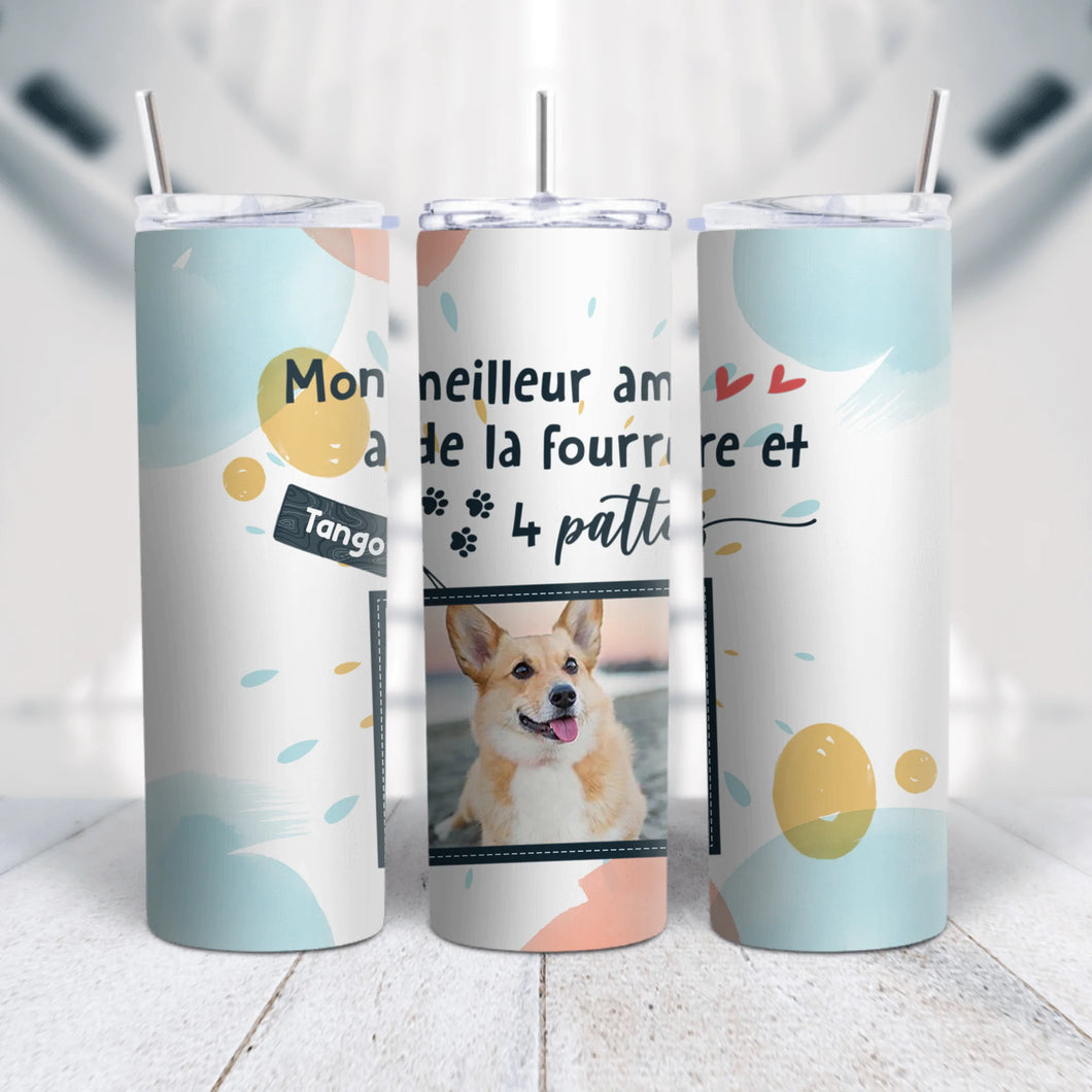 Gobelet Photo personnalisée nom, Tumbler cadeau pour maman, papa chat, chien, cheval, mon meilleur ami a de la 4 pattes