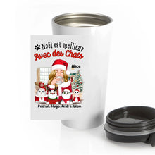 Charger l&#39;image dans la galerie, Gobelet personnalisée chat noms, Tumbler noël cadeau pour maman chat, noël est meilleur avec des chats
