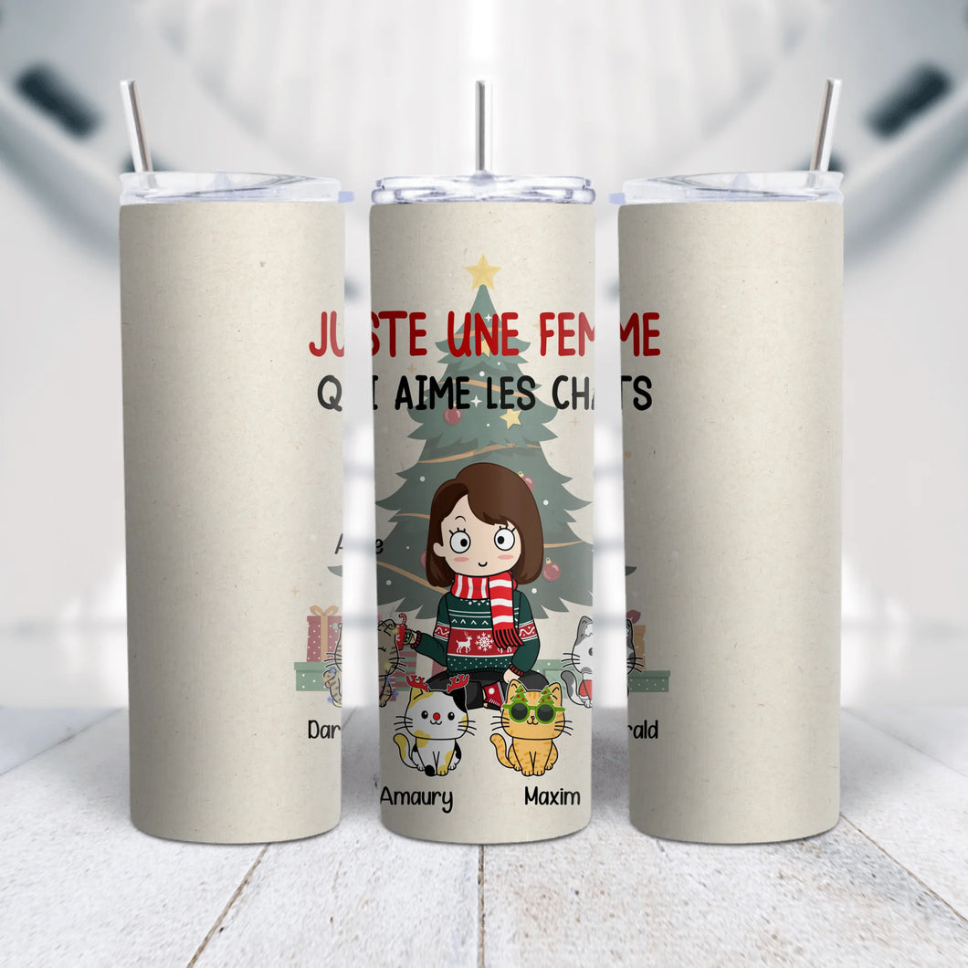 Gobelet personnalisée chat noms, Tumbler Noël cadeau pour Maman Chat, Femme, Fille Qui Aime Les Chats