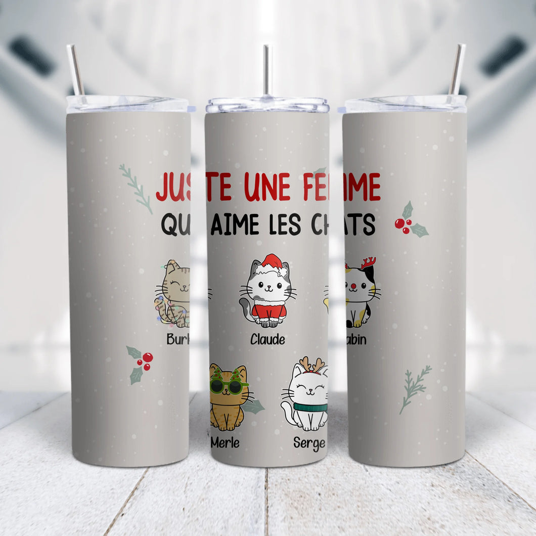 Gobelet personnalisée noms, Tumbler Noël cadeau pour Maman Chat, Femme, Fille Qui Aime Les Chats