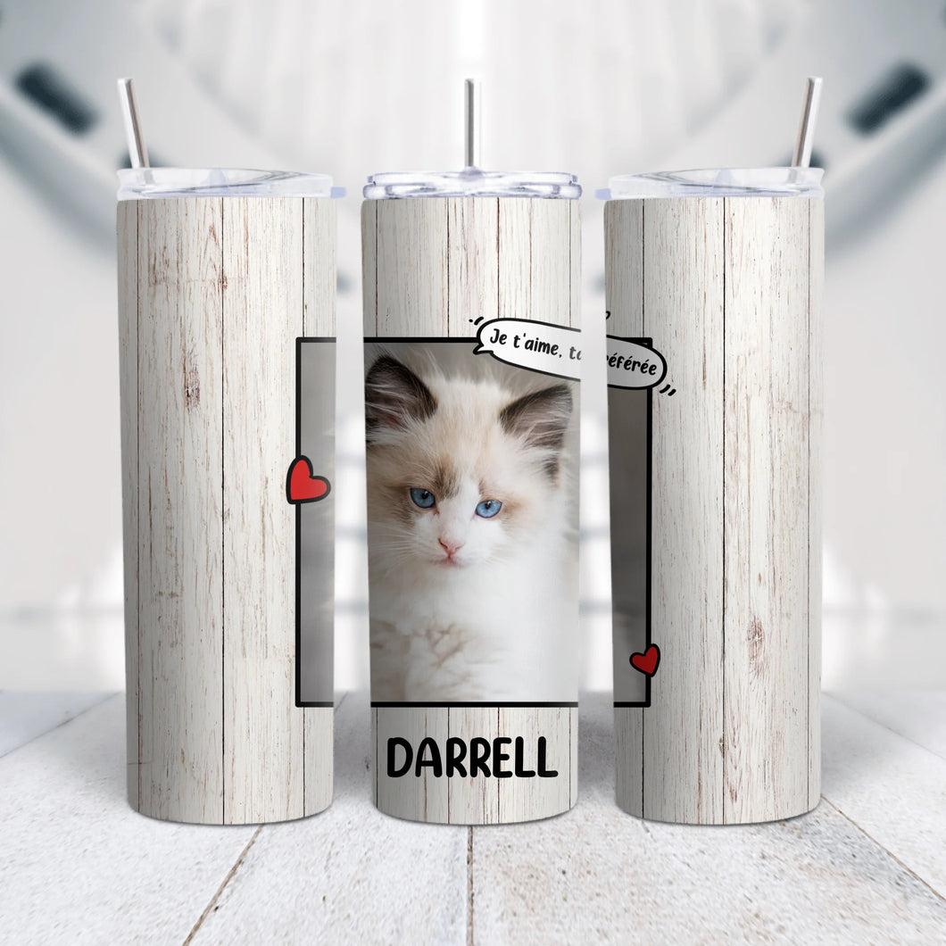 Gobelet Pet photo personnalisée, Tumbler cadeau pour chien, chat et animal amoureux, Dans Mon Cœurs