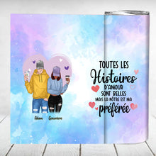 Charger l&#39;image dans la galerie, Gobelet personnalisée noms, Tumbler cadeau pour Couple, petit ami, petite amie, Les Histoires D&#39;amour Sont Belles
