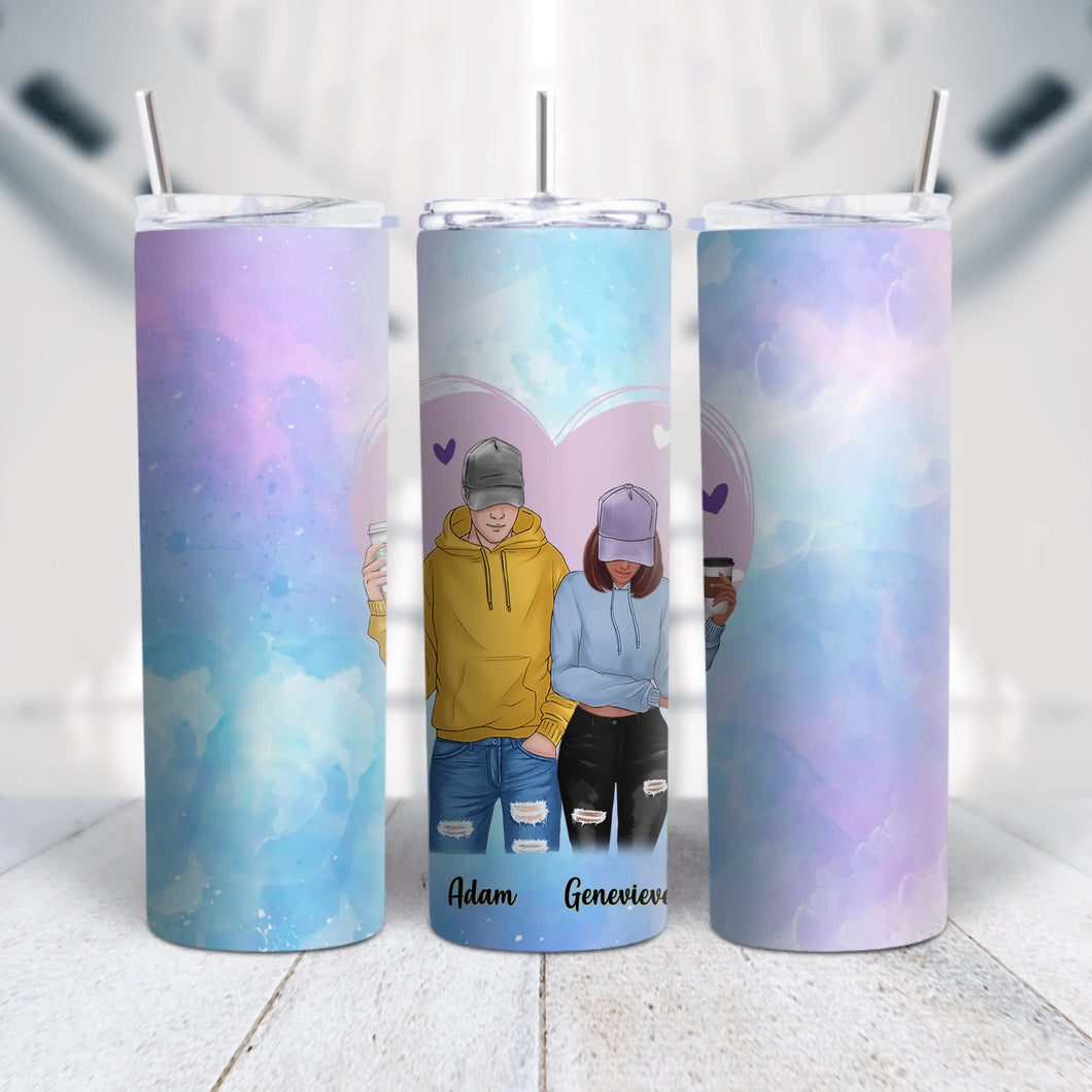 Personnalisée noms Gobelet, Tumbler cadeau pour Couple, petit ami, petite amie, Les Histoires D'amour Sont Belles