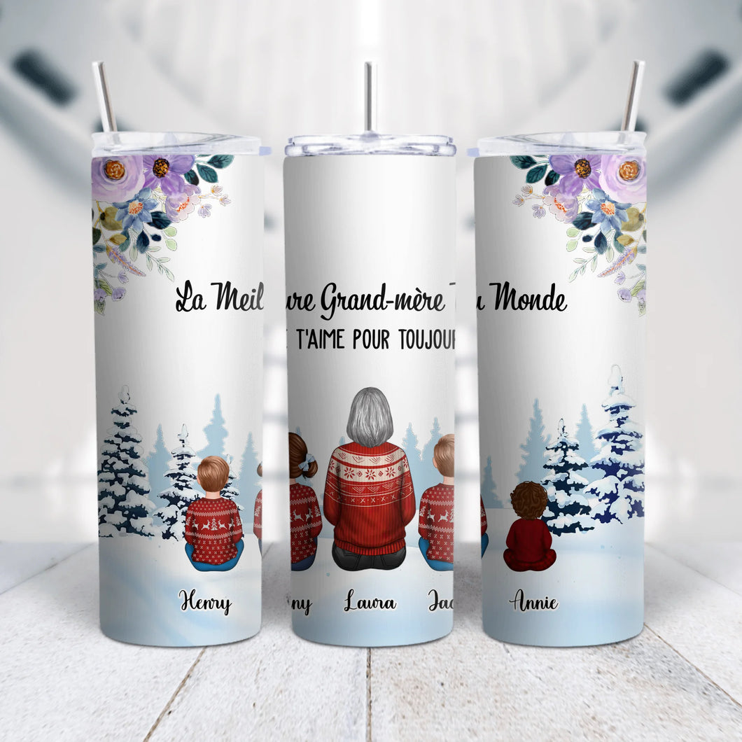 Jusqu'à 4 Enfants, Gobelet Cadeau Pour La Famille, Tumbler Cadeaux Noël Pour grand-mère et petits-enfants