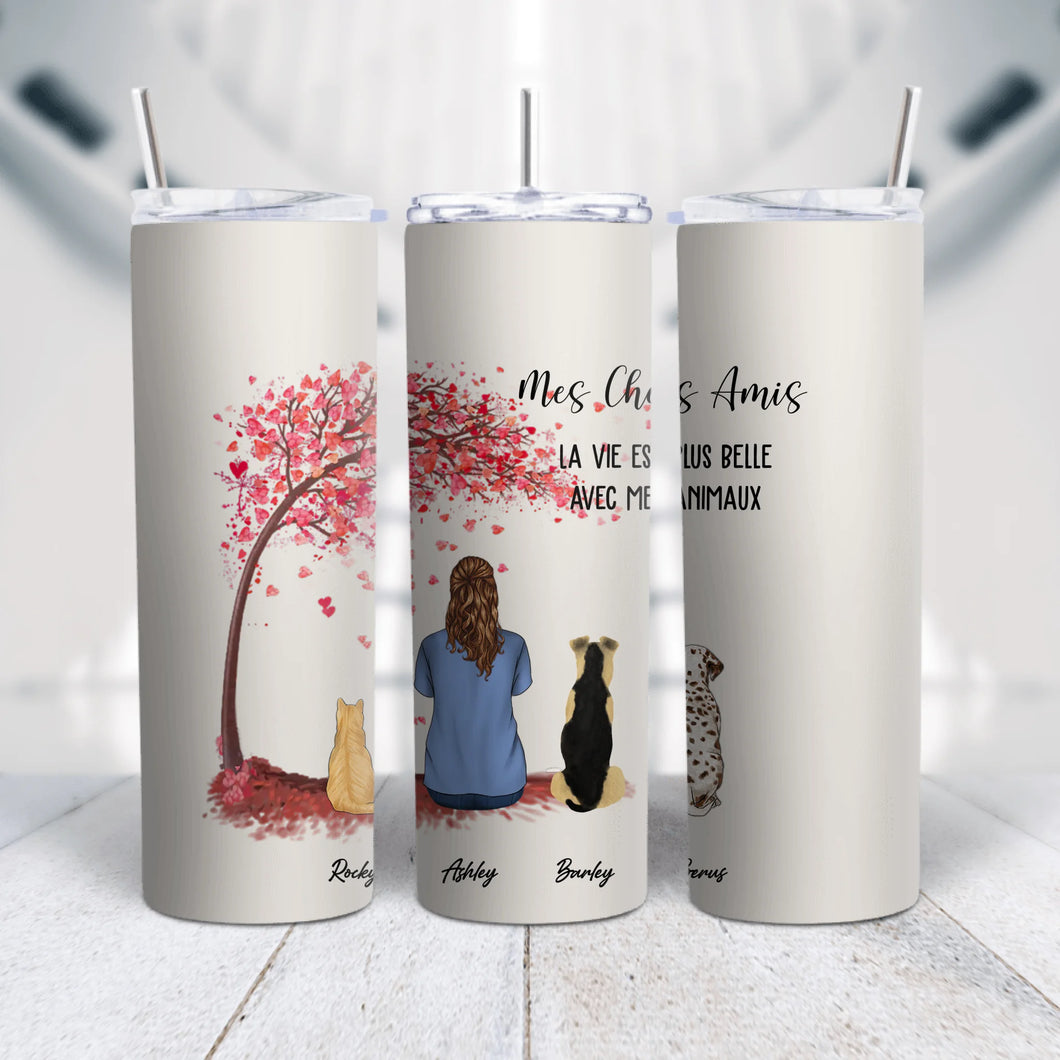 Jusqu'à 3 animaux de compagnie Gobelet personnalisée, Tumbler pour Homme/Femme et animal de compagnie