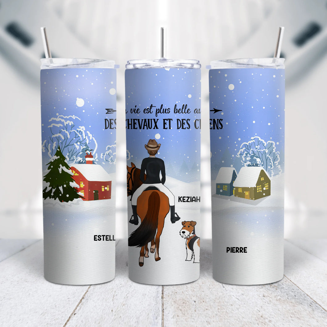 Jusqu'à 2 chiens, Tumbler Noël Cadeaux pour maman chiens et cheval, Gobelet Cadeau pour  chevaux et des chiens