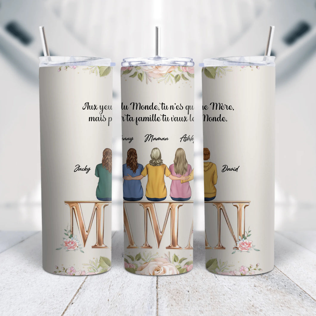 Jusqu'à 5 enfants, Gobelet Personnalisée, Joyeux anniversaire à maman, Tumbler cadeau de famille pour maman