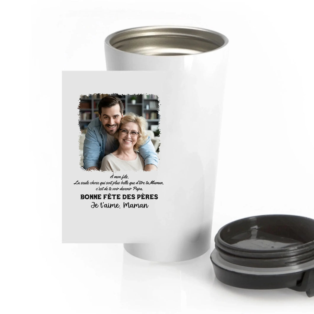 Gobelet personnalisé, cadeau pour fête des pères, Tumbler photo personnalisée À mon fils de la part de maman