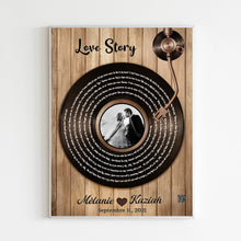Charger l&#39;image dans la galerie, Paroles chanson poster personnalisée couple photo musical cadeau pour d&#39;anniversaire, chanson de mariage danse
