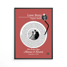 Charger l&#39;image dans la galerie, Paroles chanson Toile à suspendre personnalisée couple photo musical cadeau pour d&#39;anniversaire, chanson de mariage danse
