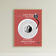 Charger l&#39;image dans la galerie, Paroles chanson Toile à suspendre personnalisée couple photo musical cadeau pour d&#39;anniversaire, chanson de mariage danse
