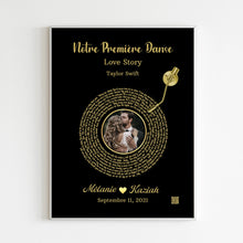 Charger l&#39;image dans la galerie, Paroles chanson Toile personnalisée couple photo musical cadeau pour d&#39;anniversaire, chanson de mariage danse
