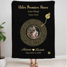 Charger l&#39;image dans la galerie, Paroles chanson Toile personnalisée couple photo musical cadeau pour d&#39;anniversaire, chanson de mariage danse
