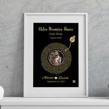 Charger l&#39;image dans la galerie, Paroles chanson Toile personnalisée couple photo musical cadeau pour d&#39;anniversaire, chanson de mariage danse
