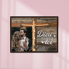 Charger l&#39;image dans la galerie, Photo de famille Impressions sur métal personnalisée cadeau pour la fête des pères, papa, mari, couple, Dieu m’a donné toi
