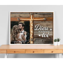 Charger l&#39;image dans la galerie, Photo de famille Impressions sur métal personnalisée cadeau pour la fête des pères, papa, mari, couple, Dieu m’a donné toi
