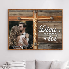 Charger l&#39;image dans la galerie, Photo de famille Impressions sur métal personnalisée cadeau pour la fête des pères, papa, mari, couple, Dieu m’a donné toi
