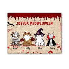 Charger l&#39;image dans la galerie, Tapis personnalisé Joyeux Meowloween Chats effrayants et agaçants, Paillasson décoration d&#39;Halloween

