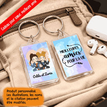 Charger l'image dans la galerie, Porte-clés rectangulaire personnalisé meilleure amie, noms et arts personnalisés, meilleures amies pour la vie
