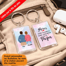 Charger l'image dans la galerie, Porte-clés rectangulaire personnalisé, cadeaux pères et filles pour papa, Fête des Pères, Merci Papa
