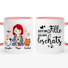 Charger l'image dans la galerie, Jusqu'à 9 chats, Porte-clés rectangulaire chat personnalisé, tasse maman chat, juste une fille qui aime les chats

