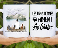 Charger l'image dans la galerie, Jusqu'à 6 chats, Porte-clés rectangulaire personnalisé chat et maître, tasse papa chat, la vie est meilleure avec les chats
