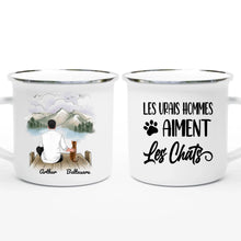 Charger l'image dans la galerie, Jusqu'à 6 chats, Porte-clés rectangulaire personnalisé chat et maître, tasse papa chat, la vie est meilleure avec les chats
