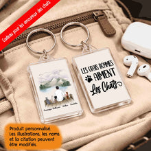 Charger l'image dans la galerie, Jusqu'à 6 chats, Porte-clés rectangulaire personnalisé chat et maître, tasse papa chat, la vie est meilleure avec les chats
