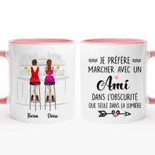 Charger l'image dans la galerie, Jusqu'à 6 filles, Porte-clés rectangulaire personnalisé meilleure amie, tasse sœurs de cœur, noms et arts personnalisés
