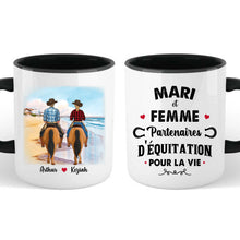 Charger l'image dans la galerie, Porte-clés acrylique cheval personnalisable, tasse cheval, Tasse de café personnalisée de couple d'équitation
