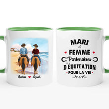 Charger l'image dans la galerie, Porte-clés acrylique cheval personnalisable, tasse cheval, Tasse de café personnalisée de couple d'équitation
