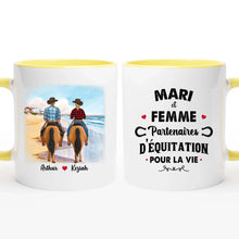 Charger l'image dans la galerie, Porte-clés acrylique cheval personnalisable, tasse cheval, Tasse de café personnalisée de couple d'équitation
