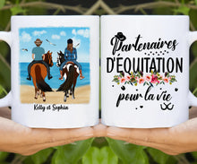 Charger l'image dans la galerie, Jusqu'à 2 personnes, Porte-clés acrylique coeur cheval personnalisable, partenaires d'équitation pour la vie
