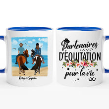 Charger l'image dans la galerie, Jusqu'à 2 personnes, Porte-clés acrylique coeur cheval personnalisable, partenaires d'équitation pour la vie
