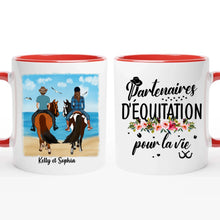 Charger l'image dans la galerie, Jusqu'à 2 personnes, Porte-clés acrylique coeur cheval personnalisable, partenaires d'équitation pour la vie
