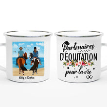 Charger l'image dans la galerie, Jusqu'à 2 personnes, Porte-clés acrylique coeur cheval personnalisable, partenaires d'équitation pour la vie
