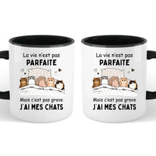 Charger l'image dans la galerie, Jusqu'à 9 chats, Porte-clés acrylique personnalisé chat, La vie n'est pas parfaite mais c'est pas grave j'ai mon chat
