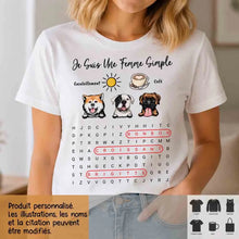 Charger l'image dans la galerie, Jusqu'à 6 chiens, mots mêlés t shirt personnalisé chien, Cadeau pour maman chien, femme simple
