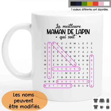 Charger l'image dans la galerie, Jusqu'à 9 lapins, mots mêlés noms personnalisés, Mug personnalisé lapin, Tasse Maman de lapin
