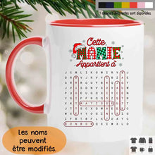 Charger l'image dans la galerie, Jusqu'à 12 petits-enfants, mots mêlés Mug personnalisé pour grand-mère, Tasse de Noël pour mamie
