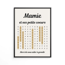 Charger l'image dans la galerie, Mots mêlés petits-enfants noms, Toile mamie personnalisée, Cadeau mamie, Fête des grand mère, Toile nom de famille personnalisé
