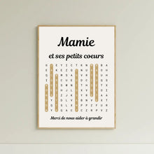 Charger l'image dans la galerie, Mots mêlés petits-enfants noms, Toile mamie personnalisée, Cadeau mamie, Fête des grand mère, Toile nom de famille personnalisé

