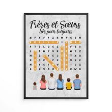 Charger l'image dans la galerie, Mots mêlés Toile personnalisée, cadeau pour Frères et Sœurs, Décoration du salon, Frères et Sœurs liés pour toujours
