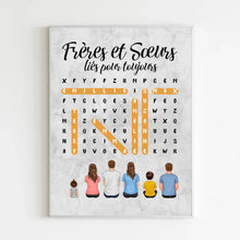 Charger l'image dans la galerie, Mots mêlés Toile personnalisée, cadeau pour Frères et Sœurs, Décoration du salon, Frères et Sœurs liés pour toujours
