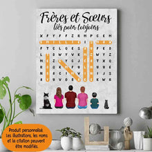 Charger l'image dans la galerie, Mots mêlés Toile personnalisée, cadeau pour Frères et Sœurs, Décoration du salon, Frères et Sœurs liés pour toujours
