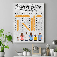 Charger l'image dans la galerie, Mots mêlés Toile personnalisée, cadeau pour Frères et Sœurs, Décoration du salon, Frères et Sœurs liés pour toujours
